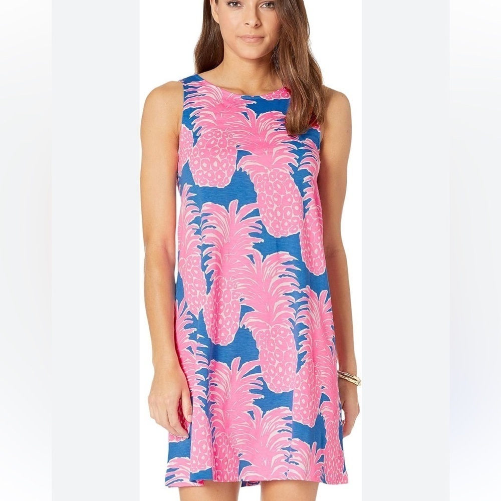 Lilly Pulitzer Pink and Blue Pineapple Print Dress SZ S